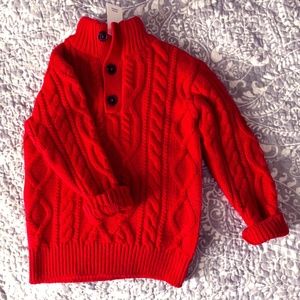 GAP Kids cable pattern mock neck button sweater